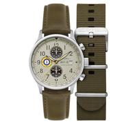 AVI-8 Men's 43.5mm Hawker Hurricane Classic Chronograph Khaki Green Watch with Leather Strap AV-4011-1B