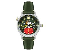 AVI-8 Men's 43.5mm Hawker Hurricane Mckellar Dual Time Peanuts Snoopy Flying Ace Limited Edition Pine Pilot Watch with Leather Strap AV-4151-05