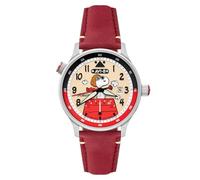 AVI-8 Men's 43.5mm Hawker Hurricane Mckellar Dual Time Peanuts Snoopy Flying Ace Limited Edition Ruby Ace Watch with Leather Strap AV-4151-03