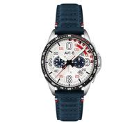 AVI-8 Men's 43mm P-51 Mustang Kindelberger Chronograph 85th Anniversary Limited Edition Slipstream Silver Watch with Leather Strap AV-4143-01