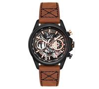 AVI-8 Men's 44mm Hawker Harrier Matador Chronograph Desert Black Watch with Leather Strap AV-4125-02