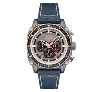 AVI-8 Men's 44mm Hawker Hunter Atlas Dual Time Chronograph Charcoal Grey Watch with Leather Strap AV-4100-07