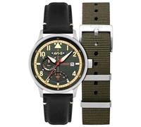 AVI-8 Men's 44mm Hawker Hurricane Mckellar Dual Time Gothic Green Watch with Leather Strap AV-4101-0A