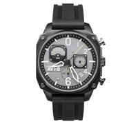 AVI-8 Mens 45mm Hawker Hunter Retrograde Chronograph Tactical Black Japanese Quartz Pilot Watch with Rubber Strap AV-4052-R1