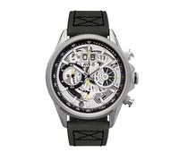 AVI-8 Men's Hawker Harrier Matador Japanese Quartz Chronograph Ivory Steel 45mm Watch with Green Genuine Leather Strap - AV-4065-01