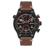 AVI-8 Mens 43mm Hawker Hunter Duke Chronograph Tangmere Japanese Meca-Quartz Pilot Watch with Leather Strap AV-4080-04