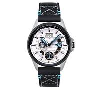 AVI-8 Pilot Hawker Harrier Farley Men's Japanese Quartz 44mm Silver Watch with Leather Strap AV-4098-01