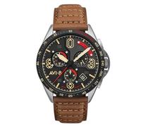 AVI-8 Pilot P-51 Mustang Blakeslee Men's Bronze Oak Japanese Quartz 43mm Watch with Leather Strap AV-4077-02
