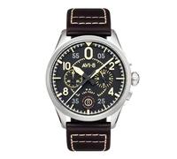 AVI-8 Spitfire AV-4089-01 Lock Midnight Oak Japanese Meca-Quartz Chronograph Watch | Stainless Steel/Brown/Black
