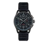 AVI-8 Spitfire Mens Watch - 42mm Stainless Steel Case, Japanese Quartz Movement, Genuine Leather Strap, Watches for Men, Lock Chronograph, Slate Black - AV-4089-03