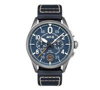 AVI-8 Spitfire Mens Watch - 42mm Stainless Steel Case, Japanese Quartz Movement, Genuine Leather Strap, Watches for Men, Lock Chronograph, Channel Blue - AV-4089-04