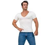 AVIALAN Deep V neck undershirts for men-Sweatproof white V-neck short sleeve mens tshirt-men's size to XL XXL tall big 3xlt, Off-white, 3XL