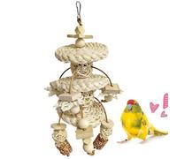 Avian Play - Natural Wooden Woven Foraging Shredder, Parakeet Chew Performance System, Professional Macaws Lovebirds Interactive Beak Grinding, Boredom Relief, Organic Fiber Multi