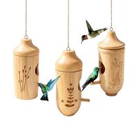 Avian Timber Shelter - Wild Bird Sanctuary, Natural Nesting Pocket, Triple Set Bundle, Seasonal Breeding Habitat Function, Outdoor Garden Category, Brown Small Cedar Box for Oak Branches Fence