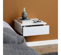 aviana wall hung wooden bedside cabinet with 1 drawer in white