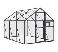 Aviary Anthracite 1.79x3x1.85 m Aluminium Large Bird Cage Outdoor Aviary for Parrots, Rabbits, Ducks, Chickens, Geese with Lockable Door and Window