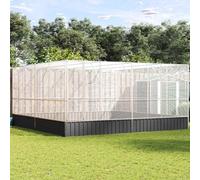 Aviary Galvanised Steel Outdoor Enclosure Silver/Anthracite Mesh 418x414x212cm
