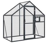 Aviary Outdoor Bird Cage Walk In Chicken Run Coop Silver Aluminium vidaXL