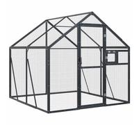 Aviary Outdoor Bird Cage Walk In Chicken Run Coop Silver Aluminium vidaXL