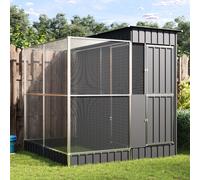Aviary Outdoor Silver Anthracite Galvanised Steel 209x203x216 cm Large with Lock