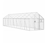 Aviary Silver 1.79x8x1.85 m Aluminium Bird Cage with Lockable Door | Corrosion- oxide layer, wire mesh grid, spacious for small animals, lockable window, se latch