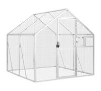 Aviary Silver Aluminium 179 x 200 x 185 cm with Grid, Perch, Playground and Lockable Door for Budgies, Parrots, Canaries and Cockatiels in the Living Room