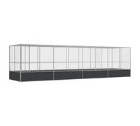 Aviary with Extension Bird Cage Walk In Chicken Run Coop Silver Steel vidaXL