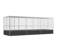 vidaXL Aviary with Extension Bird Cage Walk In Chicken Run Coop Silver Steel
