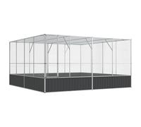 Aviary with Extension Bird Cage Walk In Chicken Run Coop Silver Steel vidaXL