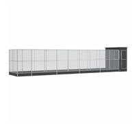 Aviary with Extension Bird Cage Walk In Chicken Run Coop Silver Steel vidaXL