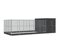 Aviary with Extension Bird Cage Walk In Chicken Run Coop Silver Steel vidaXL