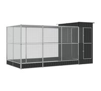Aviary with Extension Bird Cage Walk In Chicken Run Coop Silver Steel vidaXL