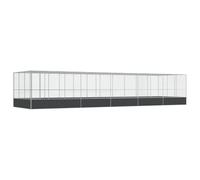 vidaXL Aviary with Extension Bird Cage Walk In Chicken Run Coop Silver Steel