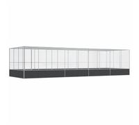 Aviary with Extension Bird Cage Walk In Chicken Run Coop Silver Steel vidaXL