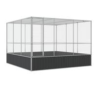 Aviary with Extension Bird Cage Walk In Chicken Run Coop Silver Steel vidaXL