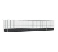 Aviary with Extension Silver 1039x207x212 cm Steel | Galvanised steel frame,corrosion ,steel mesh grid,lockable hinged door,for rabbits ducks chickens geese