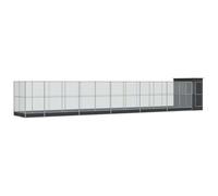 Aviary with Extension Silver 1244x203x216 cm Steel | Galvanised Frame, Mesh Grid, Lockable Door, Outdoor Use, for Parrots and Small Animals