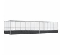 Aviary with Extension Silver 932x307x212 cm Steel | Galvanised steel frame, steel mesh grid, lockable hinged door, for rabbits ducks chickens geese