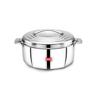 AVIAS Platina Premium Stainless Steel Casserole with Double Wall Insulation, Hot Pot for Roti, Rice, Gravy, Curry, Silver Hot Box, Twist Lock - 1.5L
