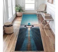 Aviation Aircraft Runner Rugs for Hallway 60x120, 3D Airport Airplane Hallway Runner Boys Kids Teens Pattern Carpet Runners for Kitchen Bedroom Living Room, Non Slip Long Rug, jY315cx