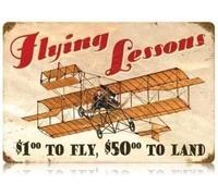 Aviation Airplane Metal Plaque Poster Flying Lessons Vintage Retro Metal Tin Sign Plaque Wall Decor Gift For Bathroom Restaurant Farm Cafe School Bedroom 12x16 Inch