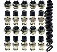 Aviation Connector 2 Pin, Ltsstoreuk 20Pcs GX16 GX16-2 2P 16MM Thread Male Female Wire Panel Metal Connector Plug 5A 200V Circular Aviation Chassis Mount Socket with 10Pcs Waterproof Caps