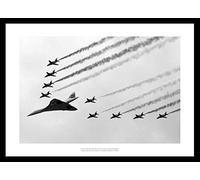 Aviation Framed Concorde & Red Arrows Golden Jubilee Flyover Photo Memorabilia