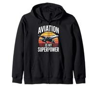 Aviation Is My Superpower Pilot Airplane Zip Hoodie