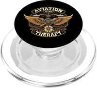 Aviation Is My Therapy Pilot Airplane Flying Design PopSockets PopGrip for MagSafe