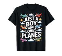 Aviation Kids Just A Boy Who Loves Planes Young Plane Lover T-Shirt