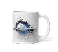 Aviation Mug | 3D Airplane Breaking Wall Design | Mug with Aerial Illustration | Mug for Airplane Pilots | Mug for Aviation Lovers | Mug with 3D Airplane Design | 3D Airplane Mug