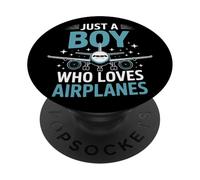 Aviation Passion Just A Boy Who Loves Airplanes Young Pilots PopSockets Adhesive PopGrip