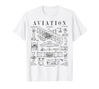 Aviation Pilot Airplane Wright Brothers Aircraft Patent Value Graphic T-Shirt, Men, White, M