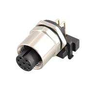 Aviation plug socket M12 3/4/5/8/bent pin elbow seat welding plate PCB board 90 degree sensor plug plate IDGTTLDF(Bending-3p female,10 PCS)